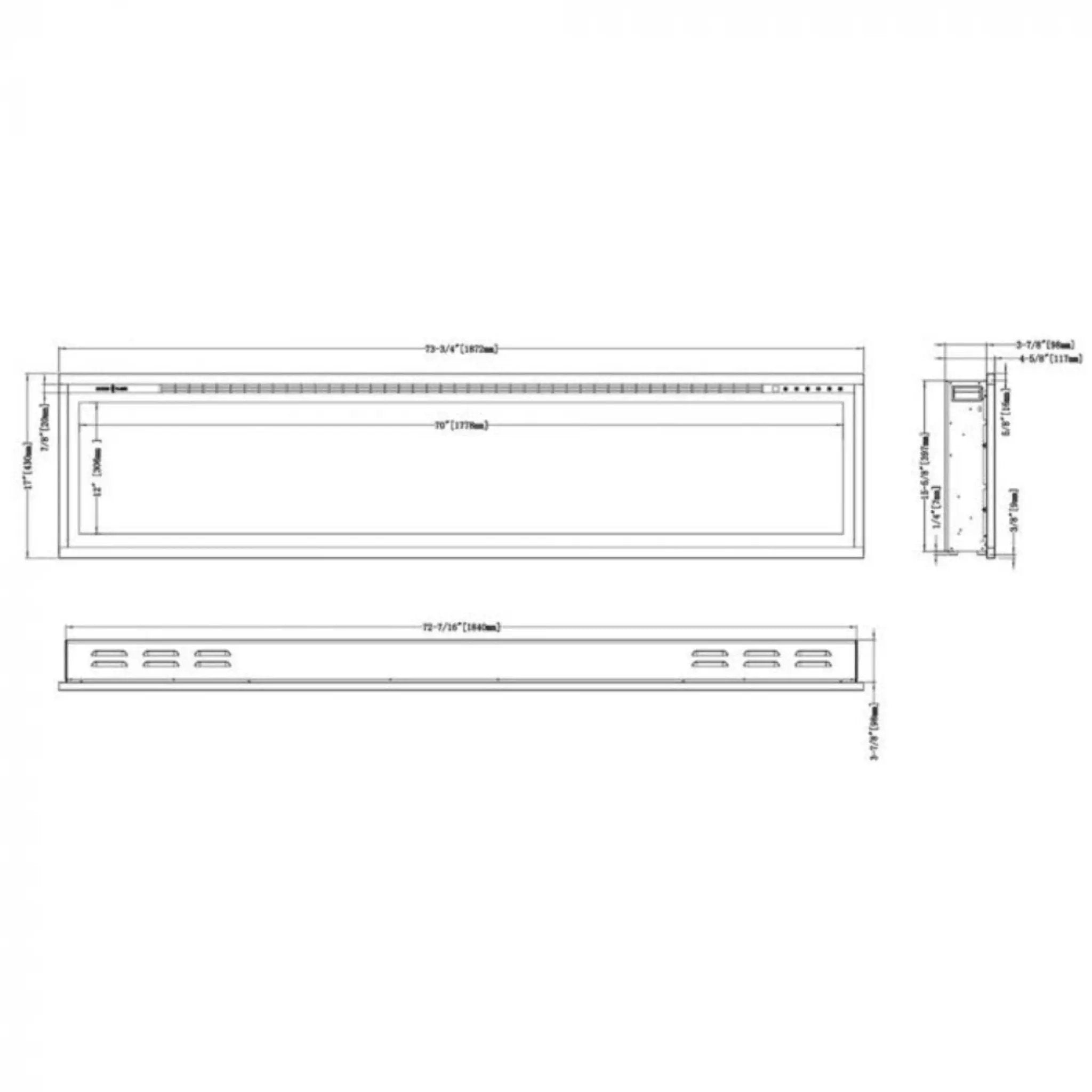 Modern Flames Spectrum Slimline 74-Inch Built-In Linear Electric Fireplace [SPS-74B] (SAK73458) by SAKSBY WHOLESALE