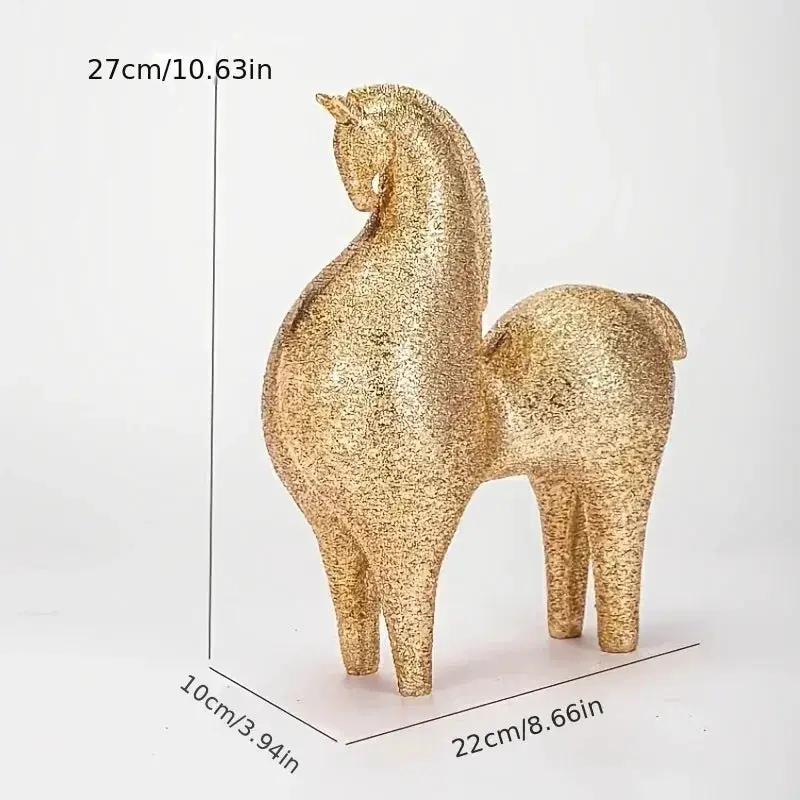 Modern Golden Horse Figurine Textured Abstract Design for Your Home by House Of Avana