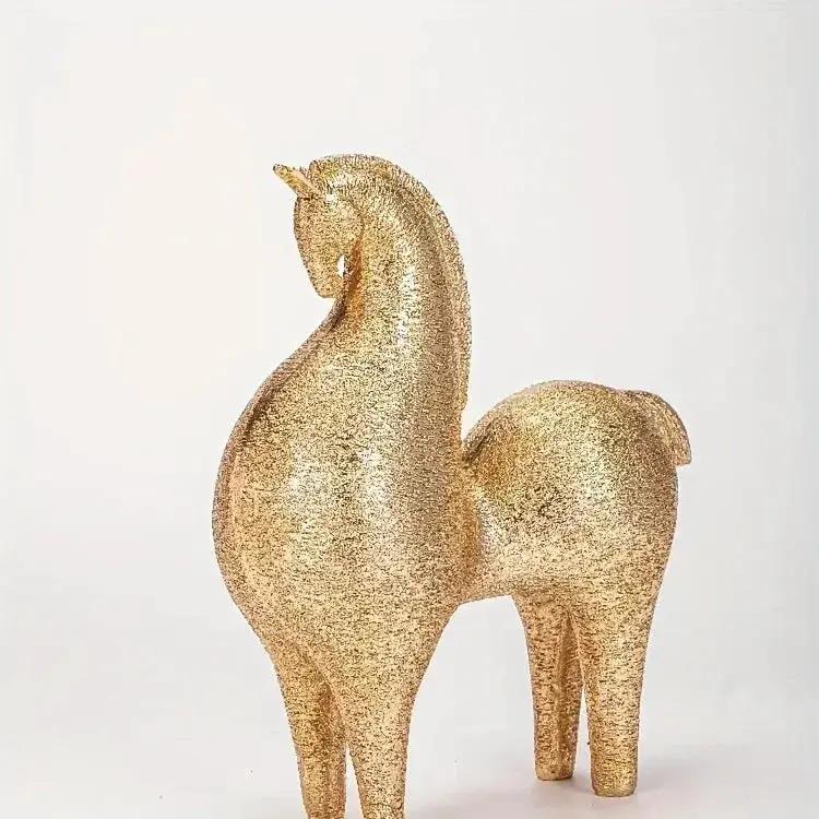 Modern Golden Horse Figurine Textured Abstract Design for Your Home by House Of Avana