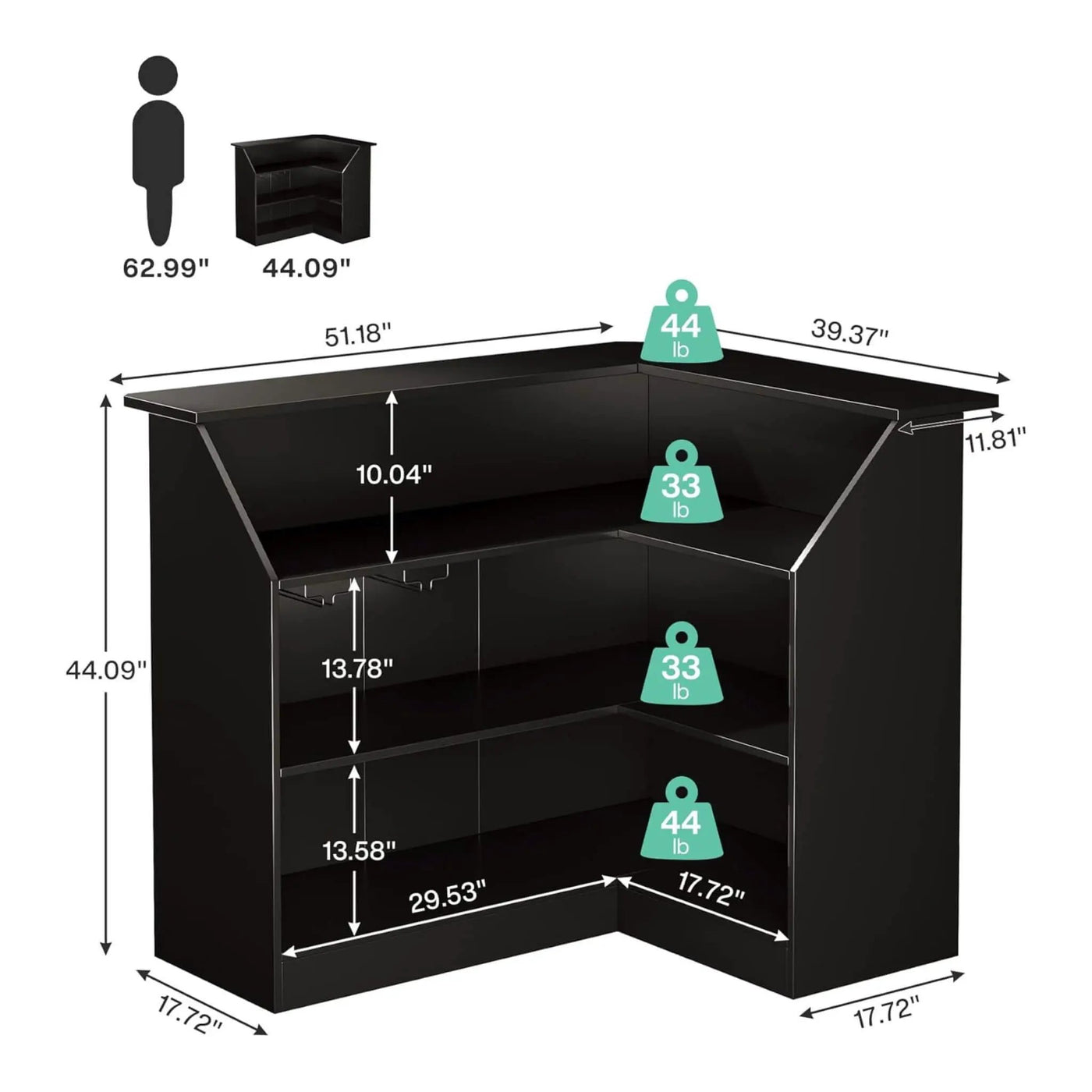 Modern L-Shaped Reception Desk With Storage Shelves (SAK81036) by SAKSBY WHOLESALE