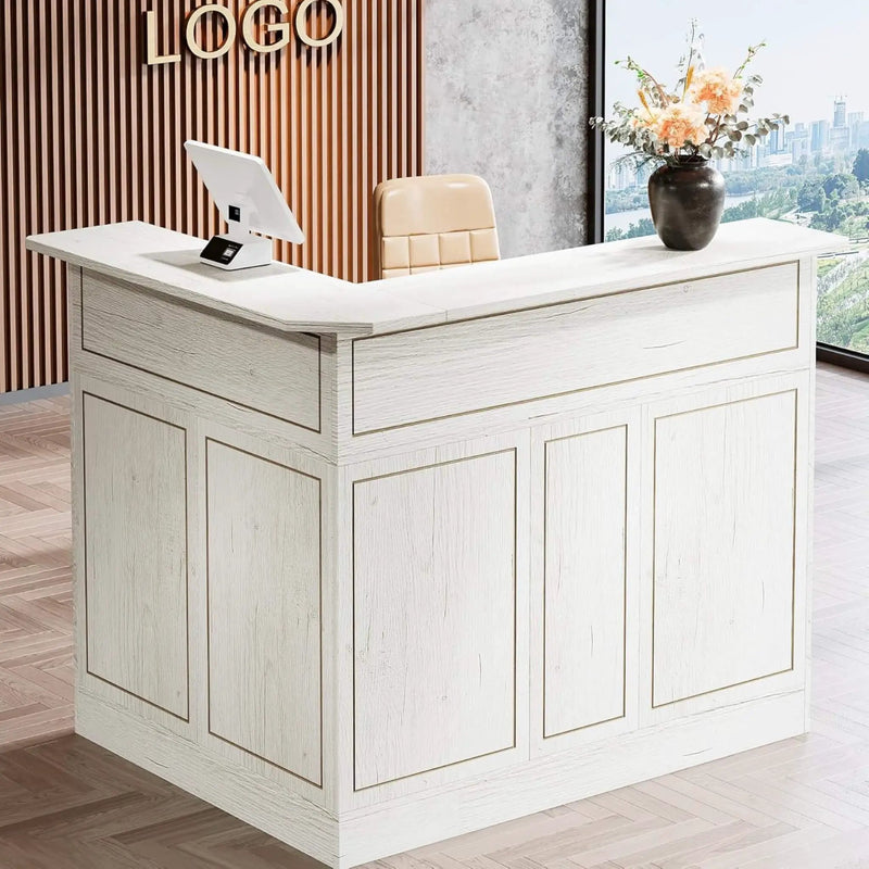 Velmor Modern L-Shaped Reception Desk With Storage Shelves (SAK81036) by SAKSBY WHOLESALE