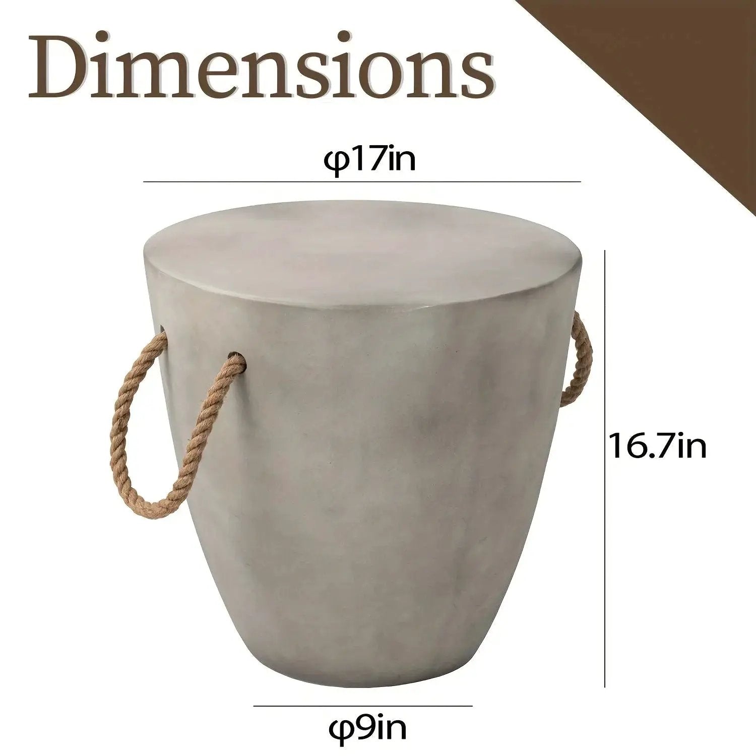Modern Light Gray Concrete End Table with Rope Handles by House Of Avana