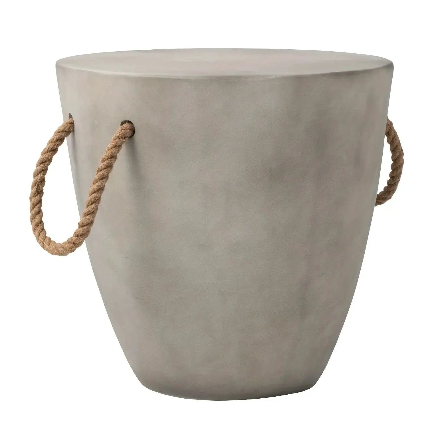 Modern Light Gray Concrete End Table with Rope Handles by House Of Avana