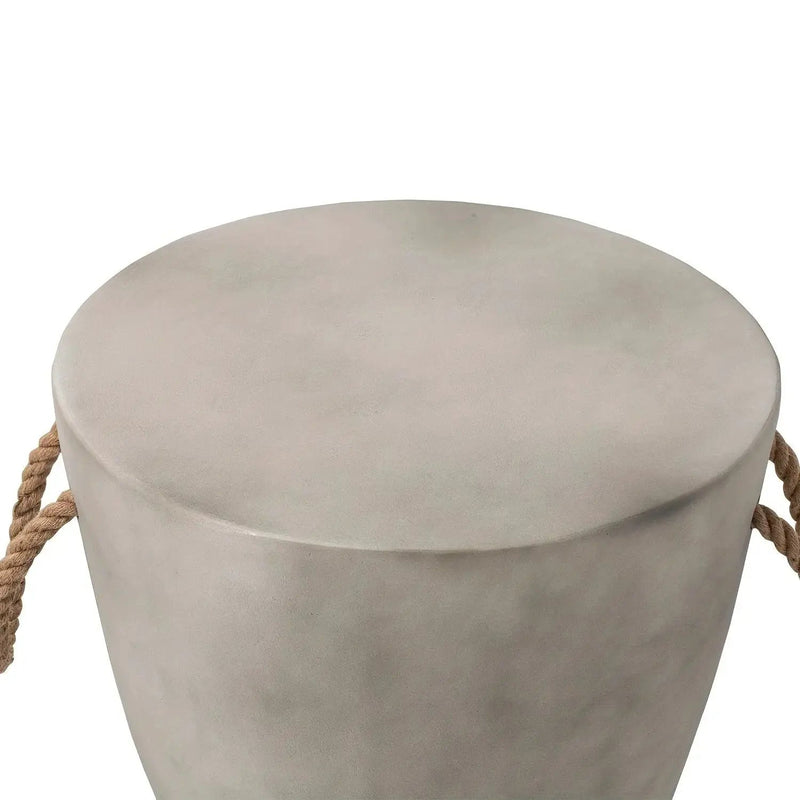 Modern Light Gray Concrete End Table with Rope Handles by House Of Avana