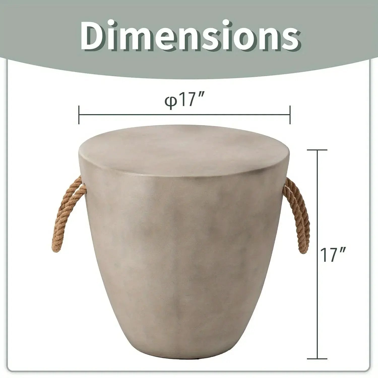 Modern Light Gray Concrete End Table with Rope Handles by House Of Avana