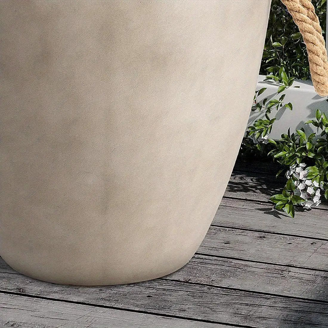 Modern Light Gray Concrete End Table with Rope Handles by House Of Avana