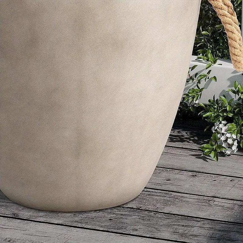 Modern Light Gray Concrete End Table with Rope Handles by House Of Avana