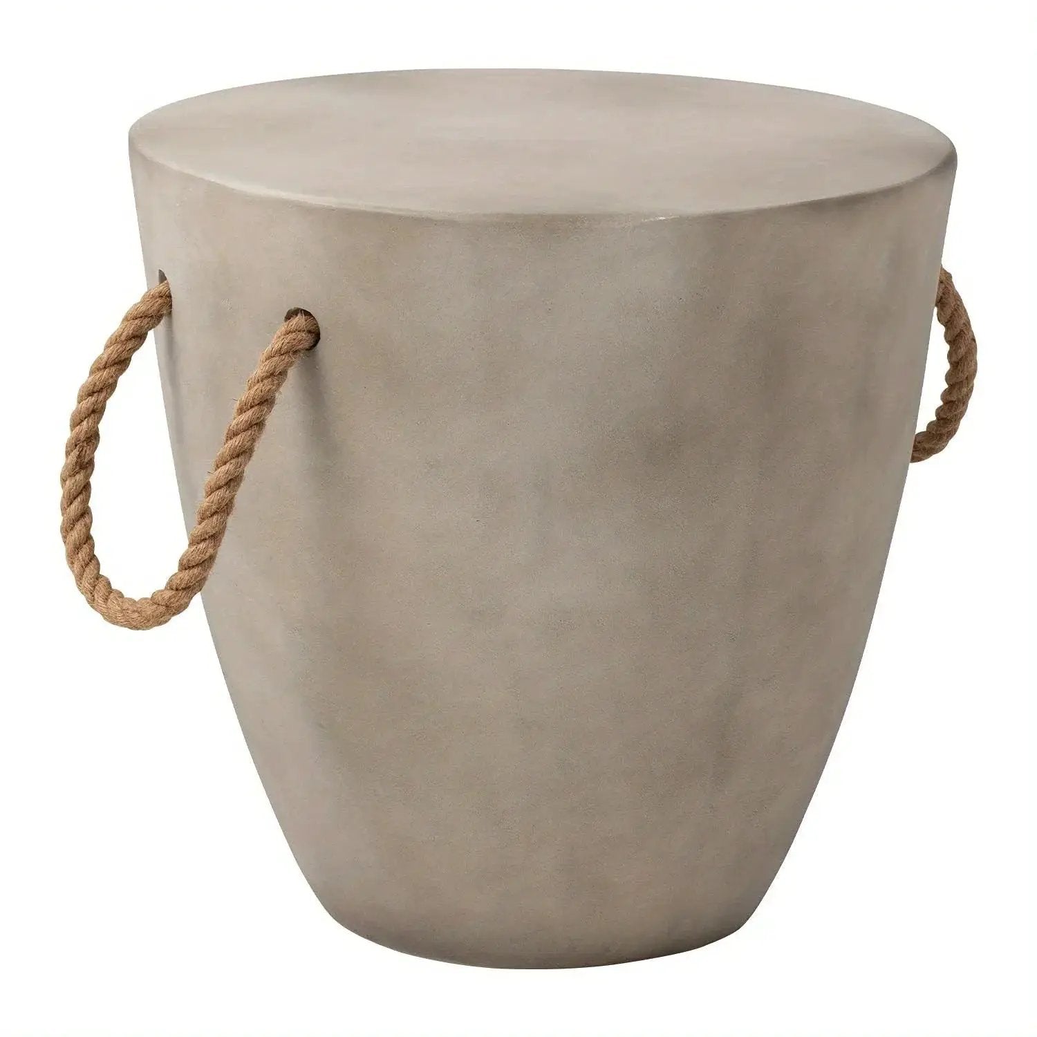 Modern Light Gray Concrete End Table with Rope Handles by House Of Avana