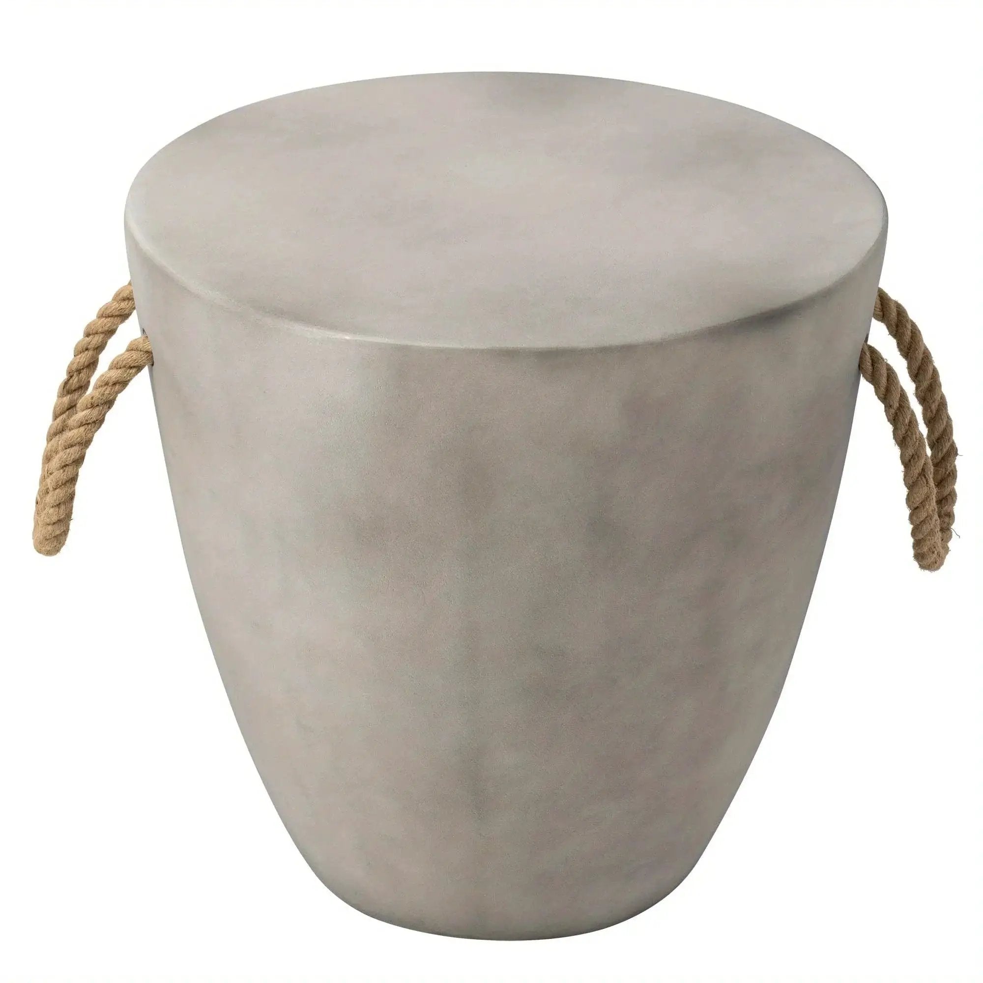 Modern Light Gray Concrete End Table with Rope Handles by House Of Avana