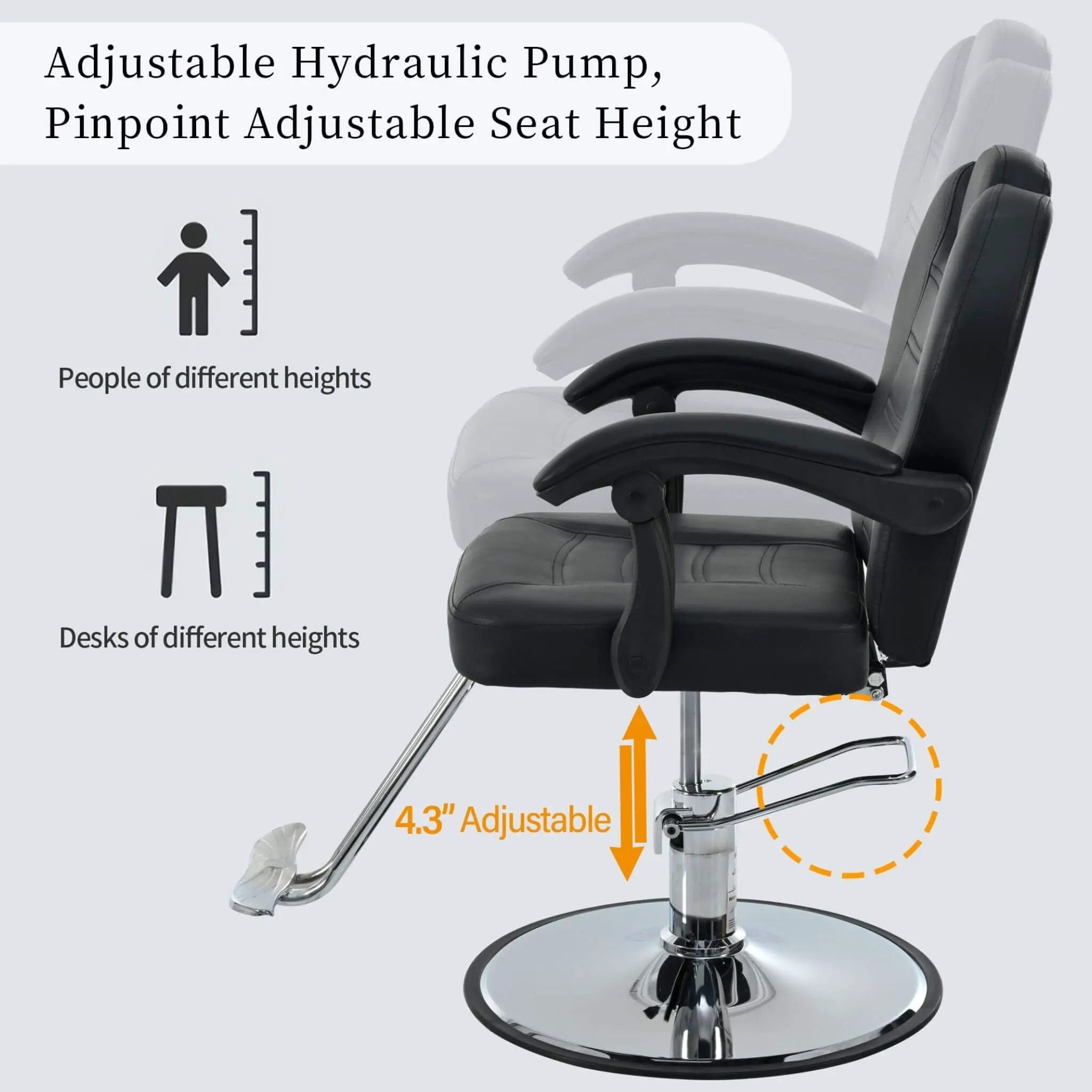 Modern Reclining Barber Chair With Adjustable Headrest And Hydraulic Pump (SAK62751) by SAKSBY WHOLESALE