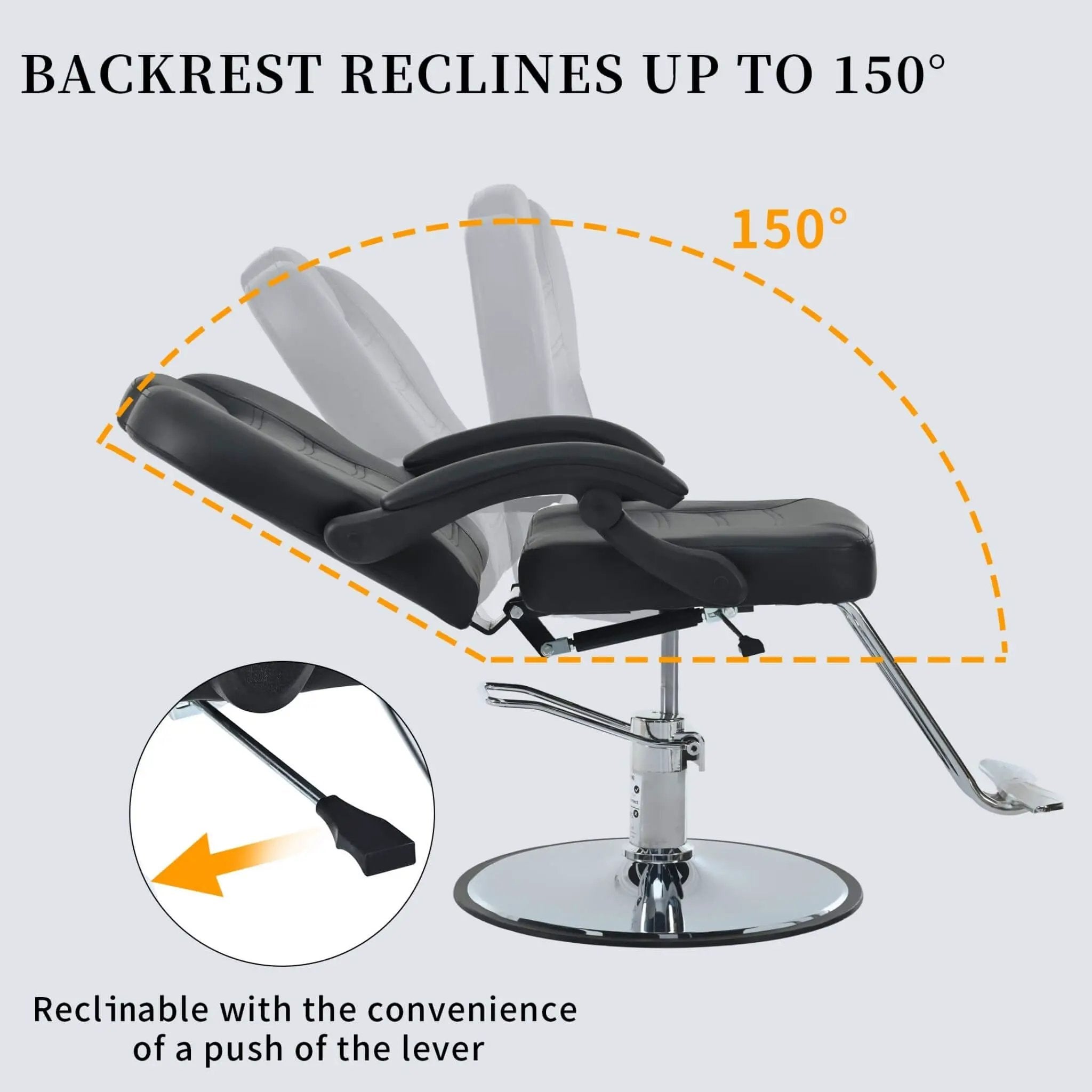 Modern Reclining Barber Chair With Adjustable Headrest And Hydraulic Pump (SAK62751) by SAKSBY WHOLESALE