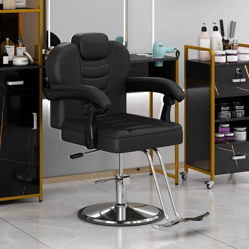 Modern Reclining Barber Chair With Adjustable Headrest And Hydraulic Pump (SAK62751) by SAKSBY WHOLESALE