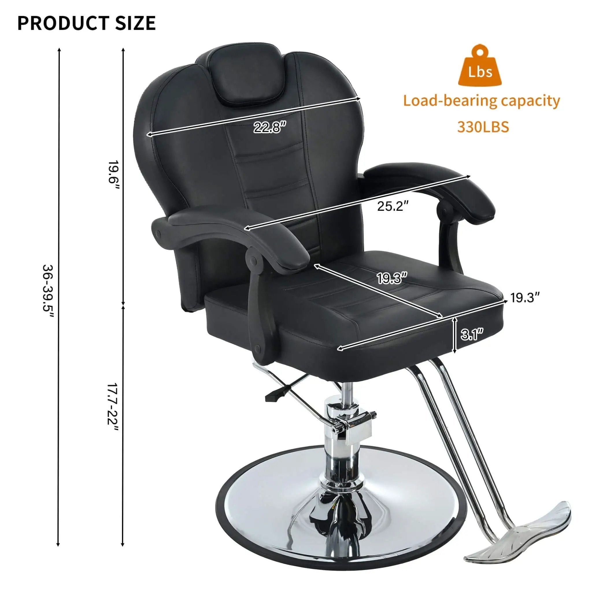 Modern Reclining Barber Chair With Adjustable Headrest And Hydraulic Pump (SAK62751) by SAKSBY WHOLESALE