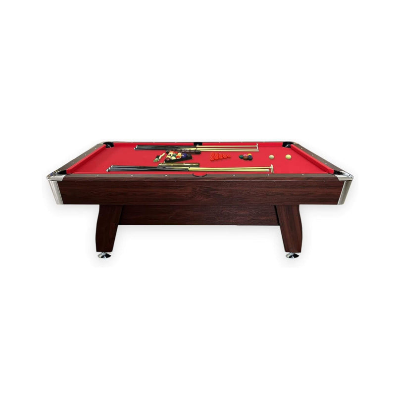 8FT Modern Red Felt Billiard Pool Table With Automatic Ball Return And Accessories Kit (SAK76139) by SAKSBY WHOLESALE