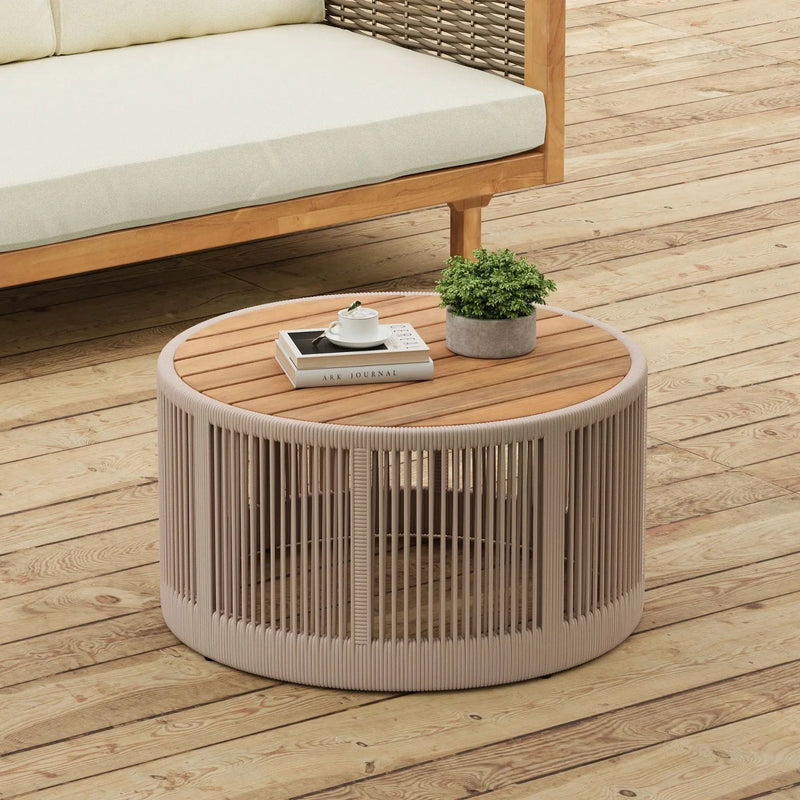 Alora Modern Rustic Coffee Table & Side Table With Woven Rope Design (SAK56739) by SAKSBY WHOLESALE