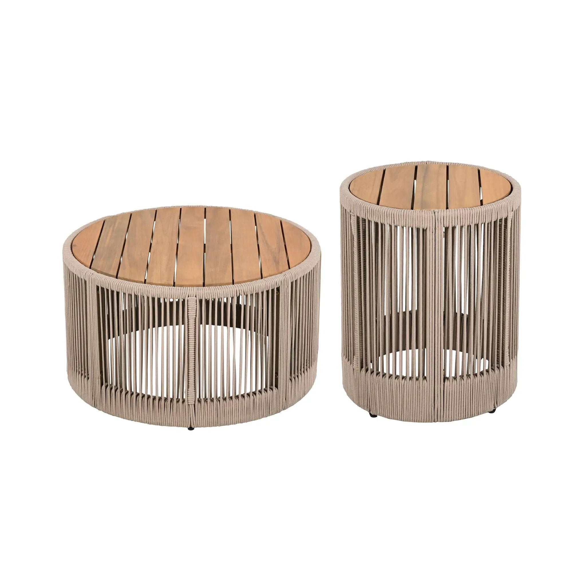 Alora Modern Rustic Coffee Table & Side Table With Woven Rope Design (SAK56739) by SAKSBY WHOLESALE