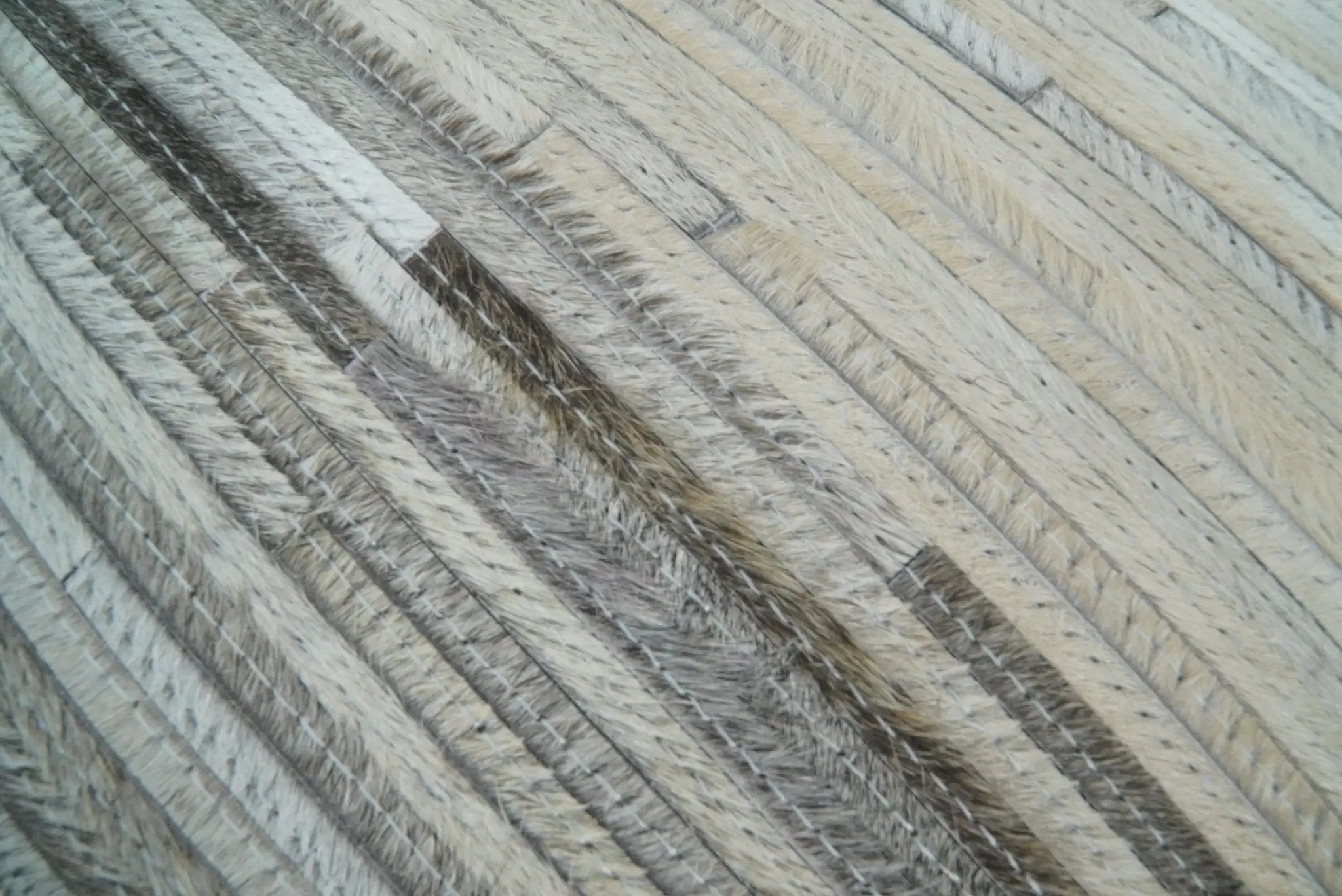 Modern Stripes Ivory and Gray Genuine Leather Accent Pillow, Cushion | PL17 by The Rug Decor