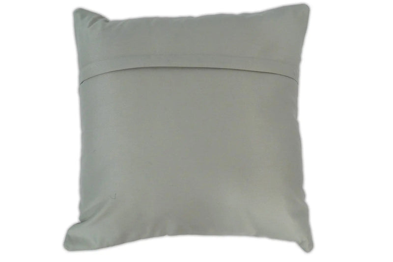 Modern Stripes Ivory and Gray Genuine Leather Accent Pillow, Cushion | PL17 by The Rug Decor