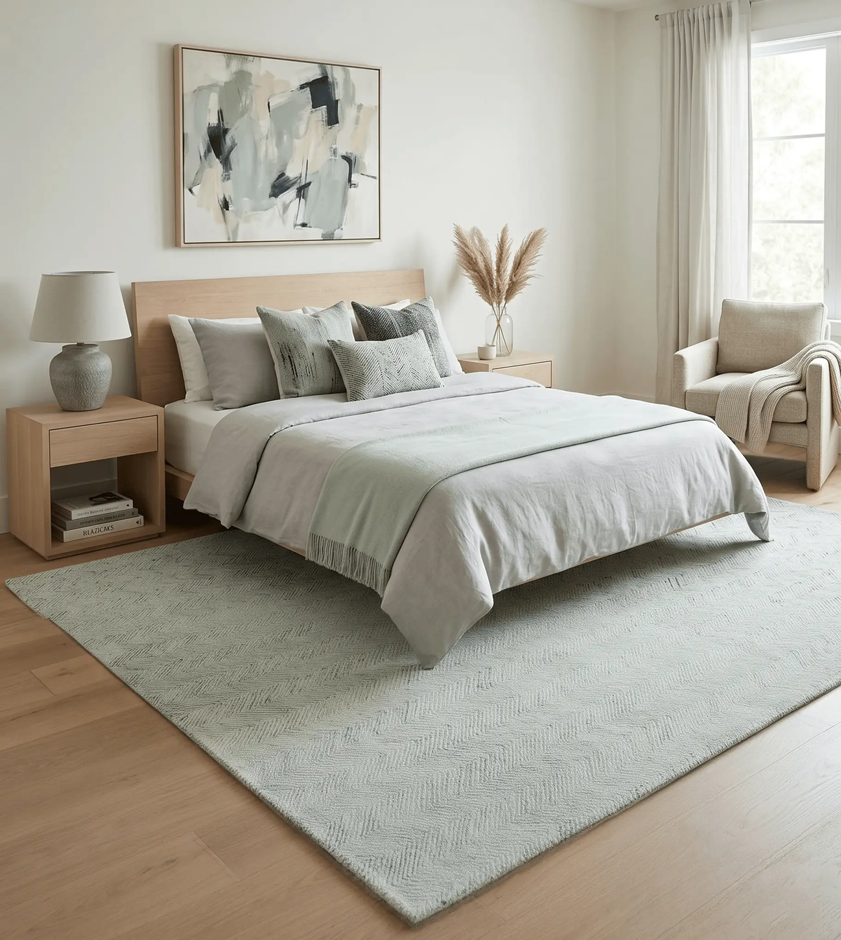 Modern Style Hand Tufted Blue and Ivory Area Rug by The Rug Decor