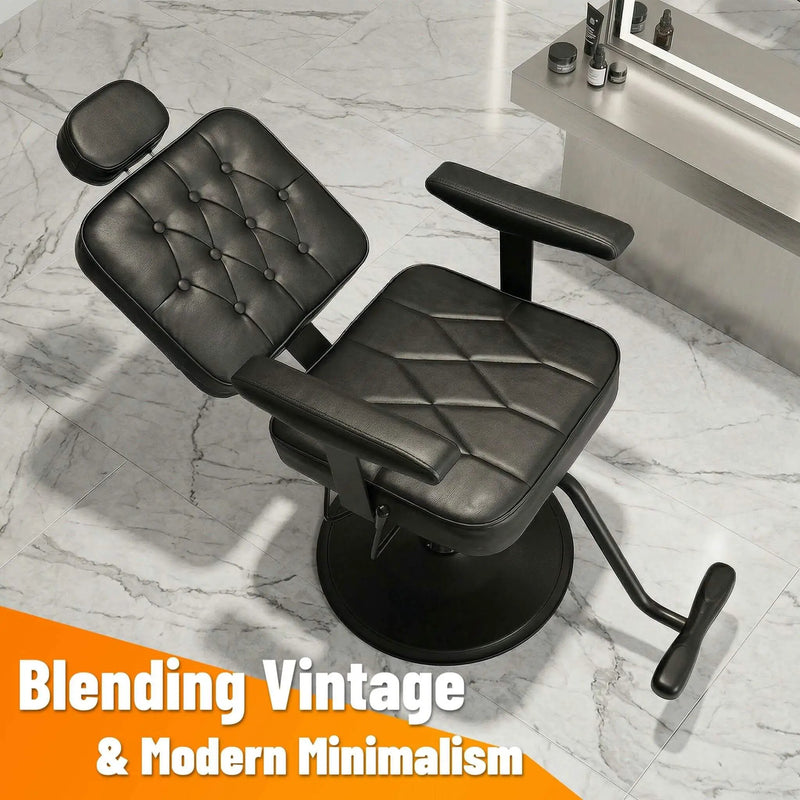 Modern Vintage Hydraulic PU Leather Reclining Barber Chair (SAK59102) by SAKSBY WHOLESALE