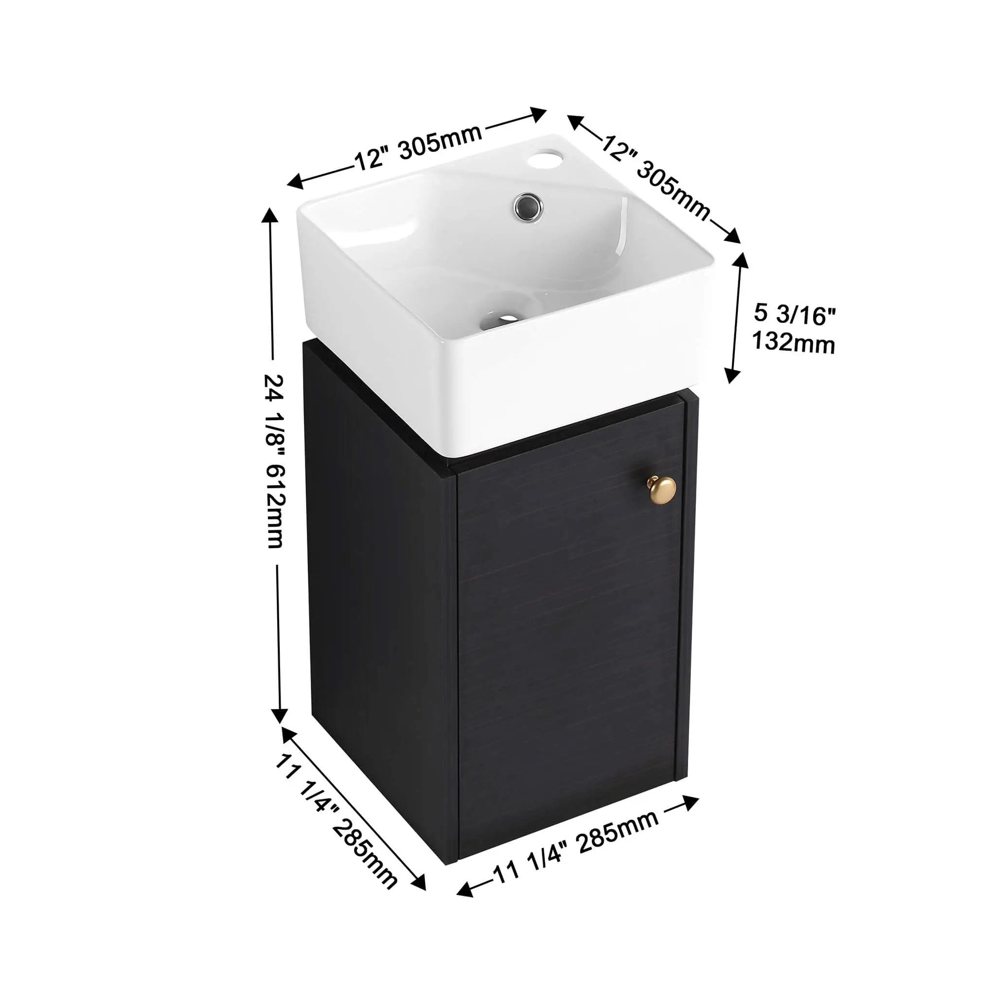 Nuvia Modern Wall-Mounted Bathroom Vanity With Ceramic Sink And Soft Close Door (SAK05214) by SAKSBY WHOLESALE