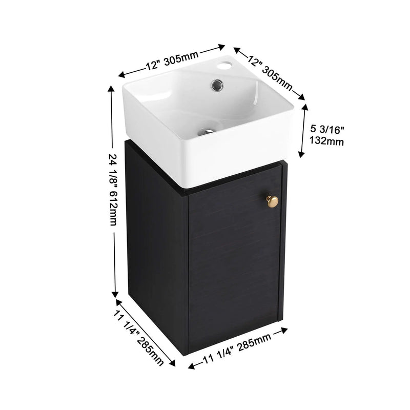 Nuvia Modern Wall-Mounted Bathroom Vanity With Ceramic Sink And Soft Close Door (SAK05214) by SAKSBY WHOLESALE