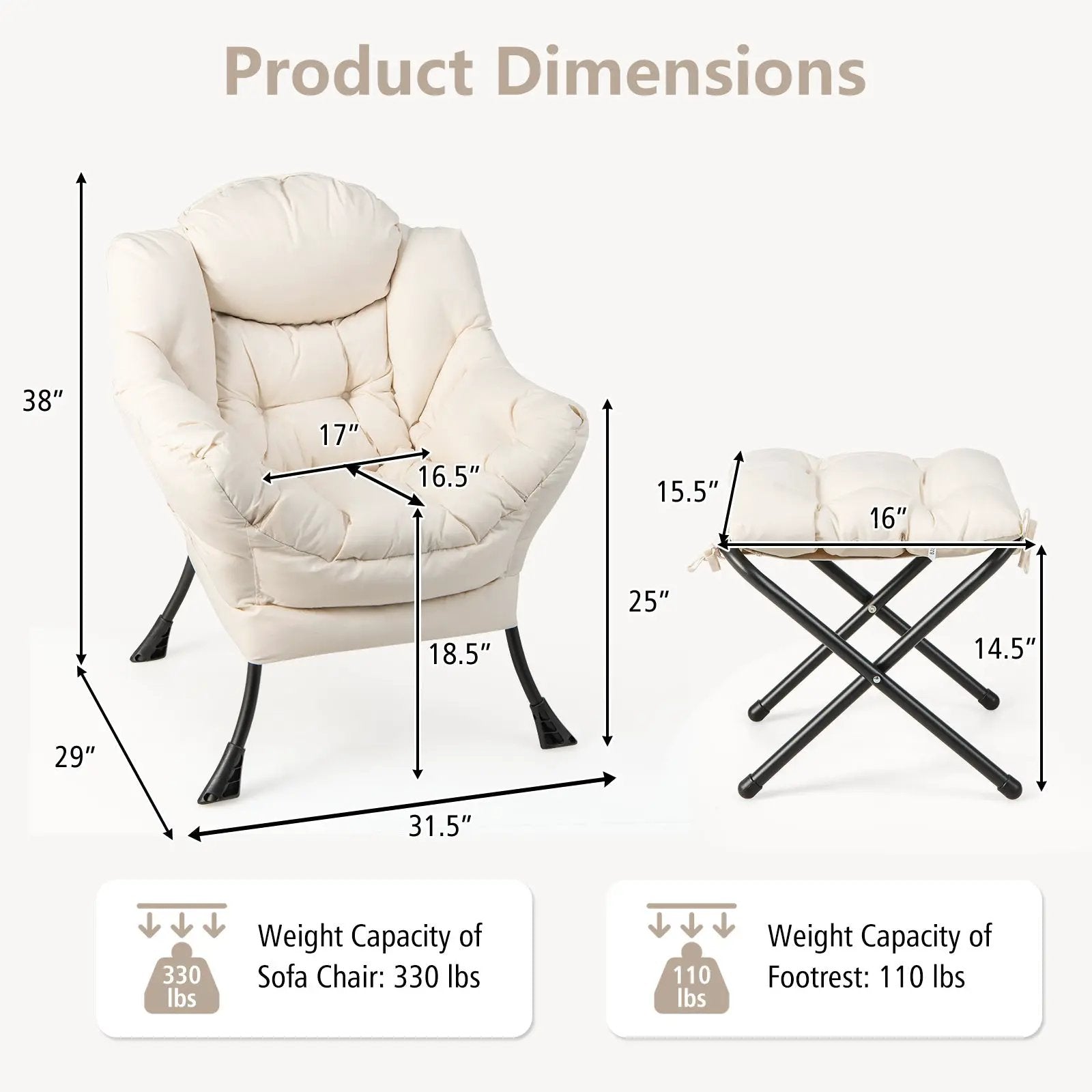 Modern Accent Sofa Chair with Folding Footrest and Side Pocket by DirectDeals