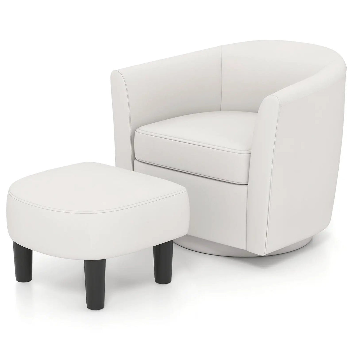 Modern Club Swivel Accent Chair with Ottoman Footrest Curved Backrest, photo 3 of 10