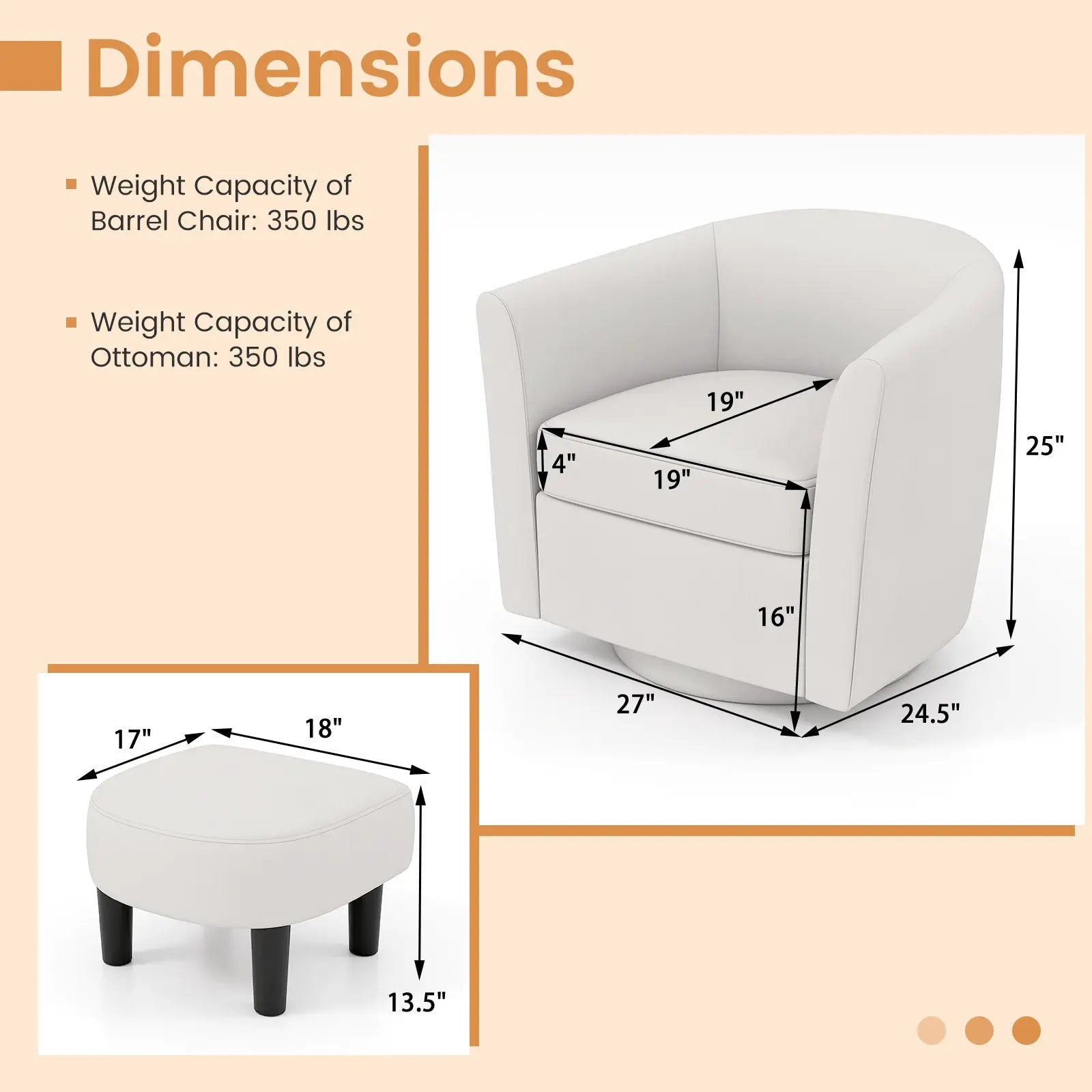Modern Club Swivel Accent Chair with Ottoman Footrest Curved Backrest by DirectDeals