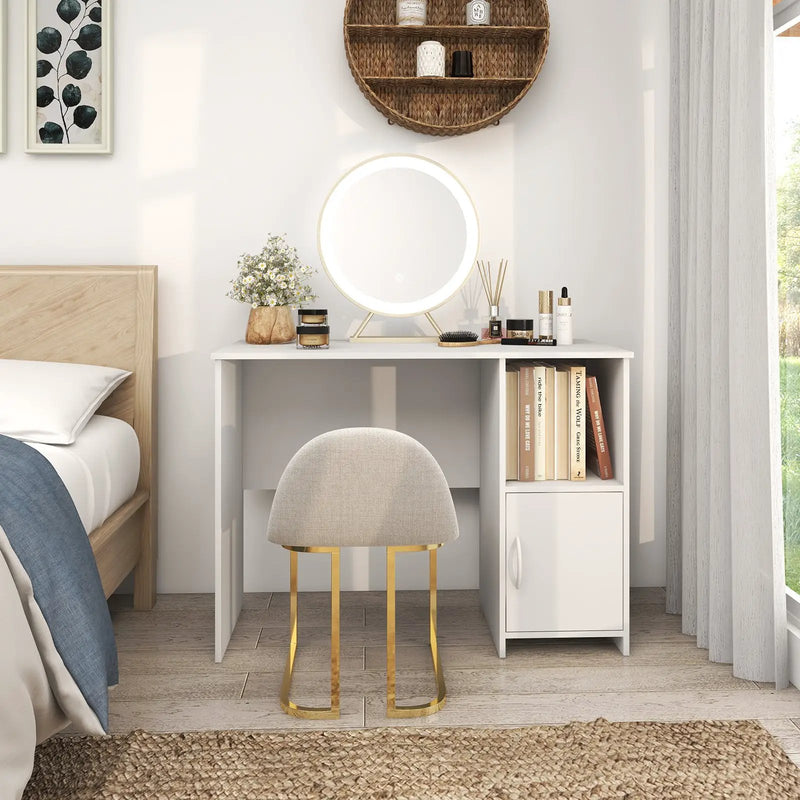 Modern Computer Desk with Cabinet-White by DirectDeals
