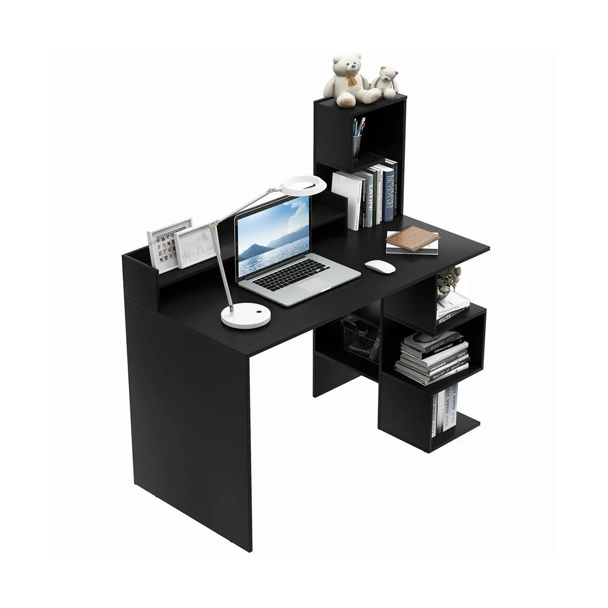 Modern Computer Desk with Storage Bookshelf and Hutch for Home Office, photo 4 of 16