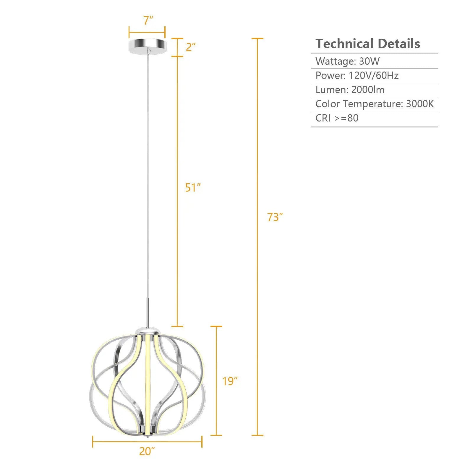 Modern Dimmable Warm White LED Chandelier by DirectDeals