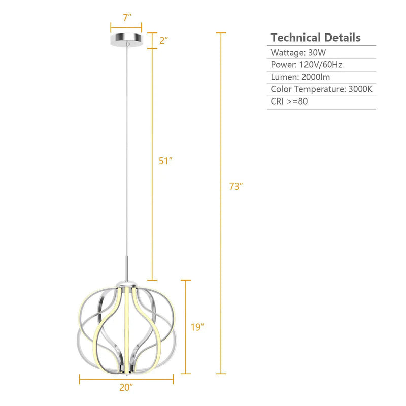 Modern Dimmable Warm White LED Chandelier by DirectDeals