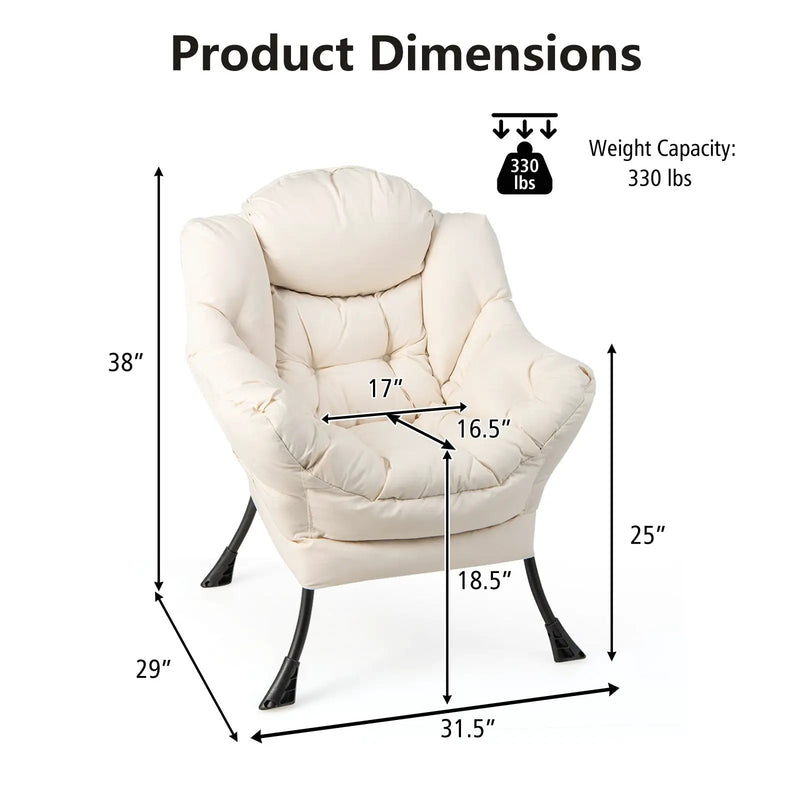 Modern Polyester Fabric Lazy Chair with Steel Frame and Side Pocket by DirectDeals
