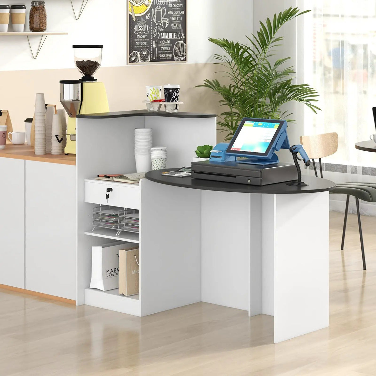 Modern Reception Desk Front Counter Desk with Oval Tabletop, photo 2 of 9