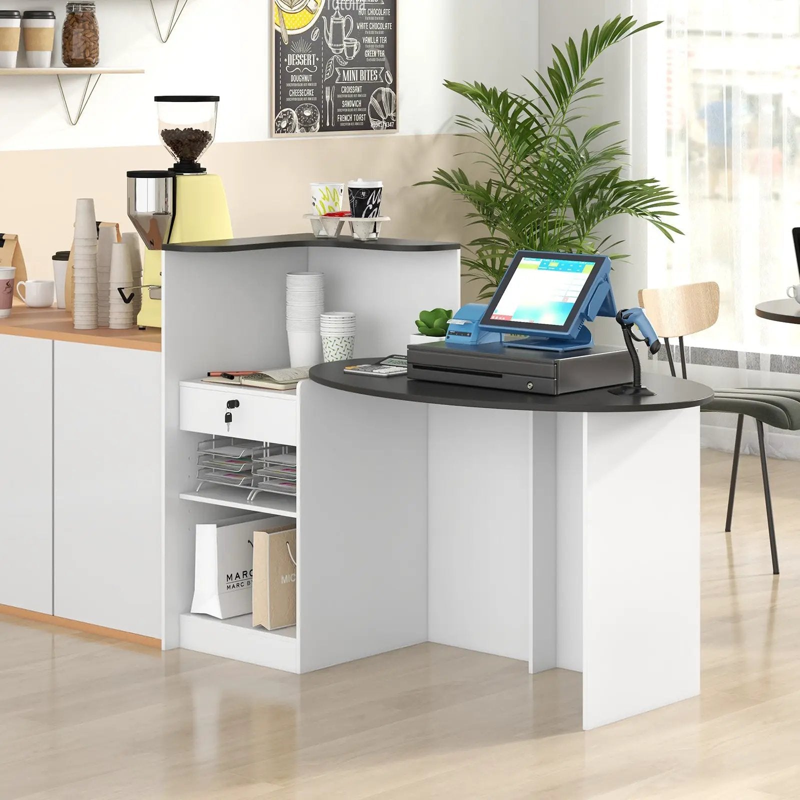 Modern Reception Desk Front Counter Desk with Oval Tabletop by DirectDeals