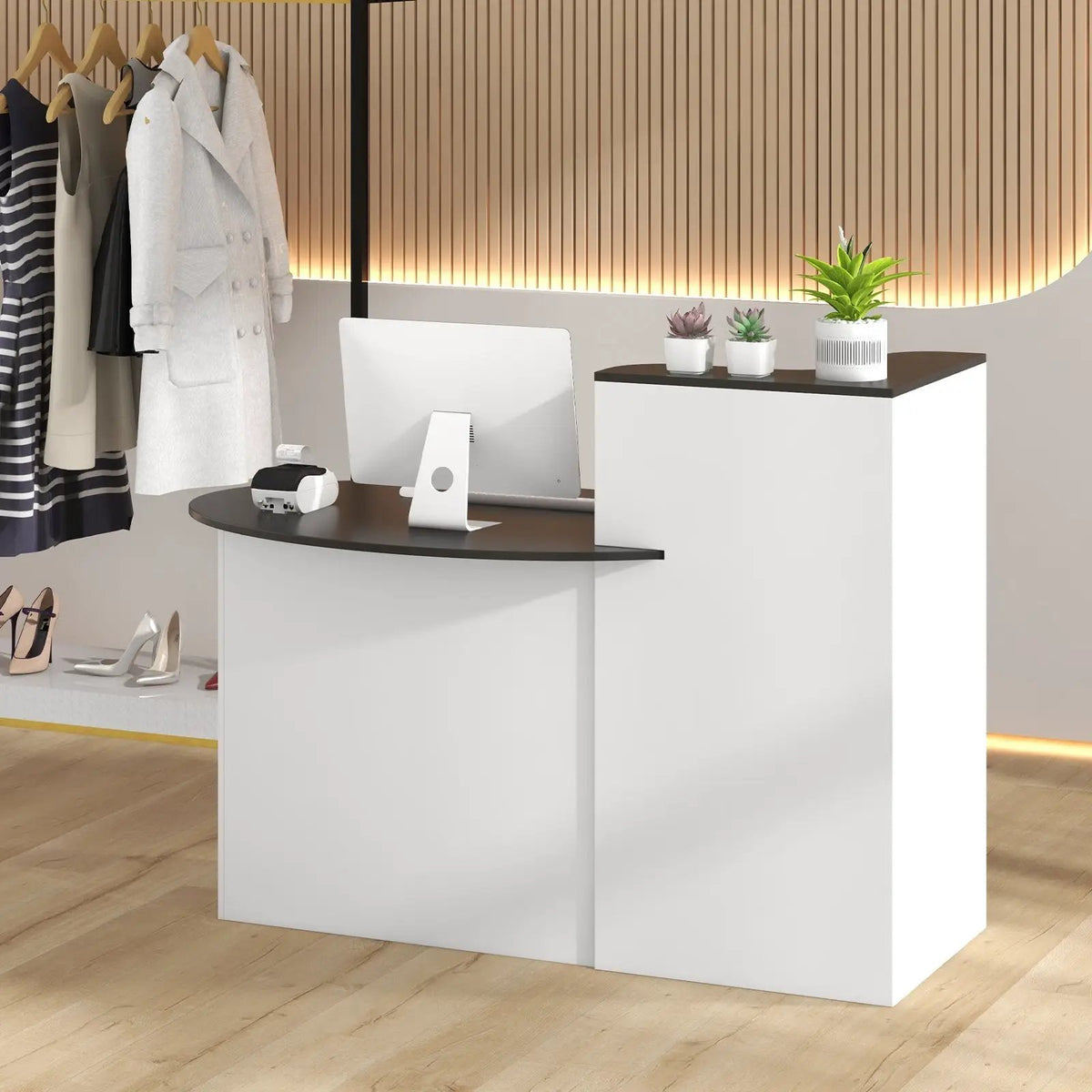 Modern Reception Desk Front Counter Desk with Oval Tabletop
