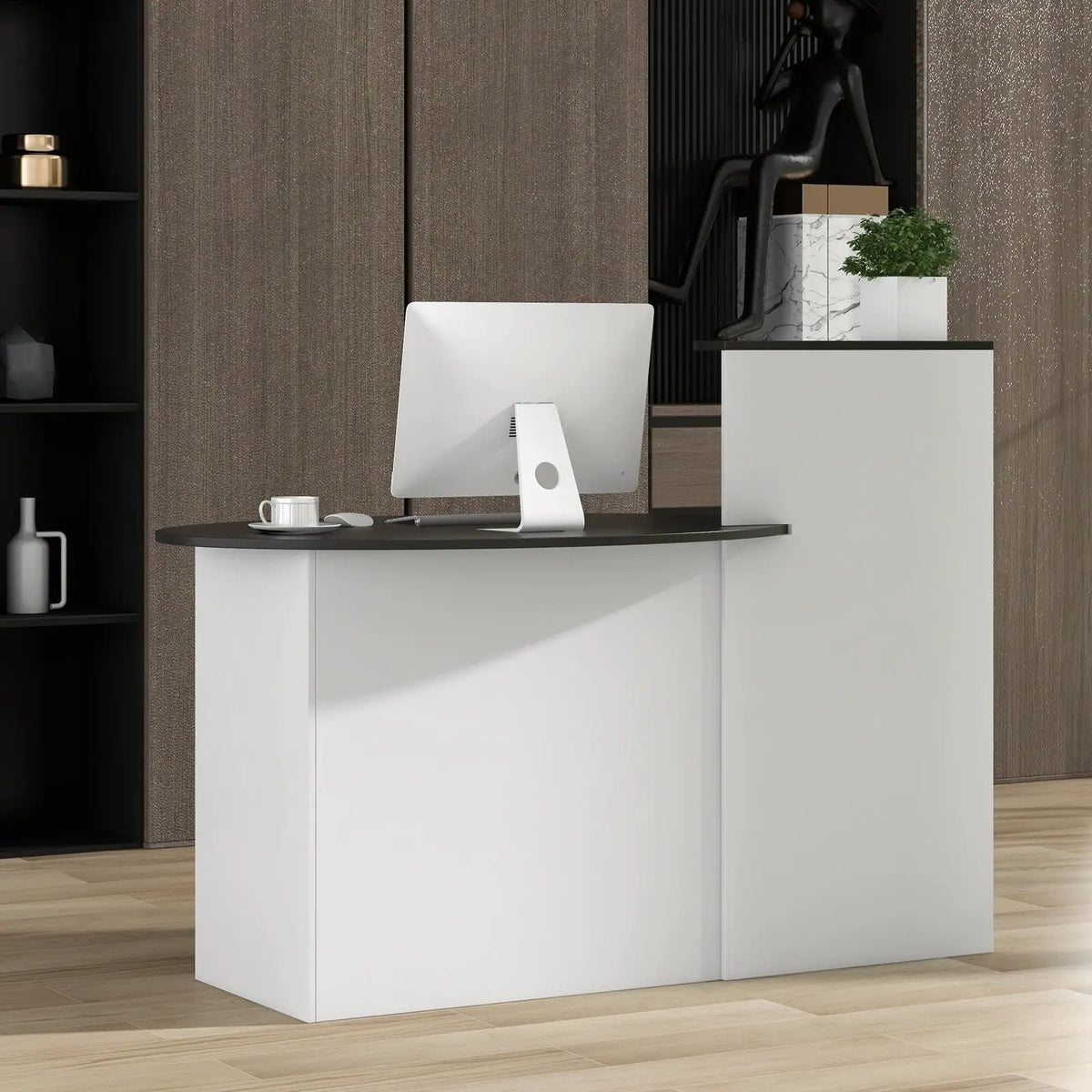 Modern Reception Desk Front Counter Desk with Oval Tabletop, photo 6 of 9
