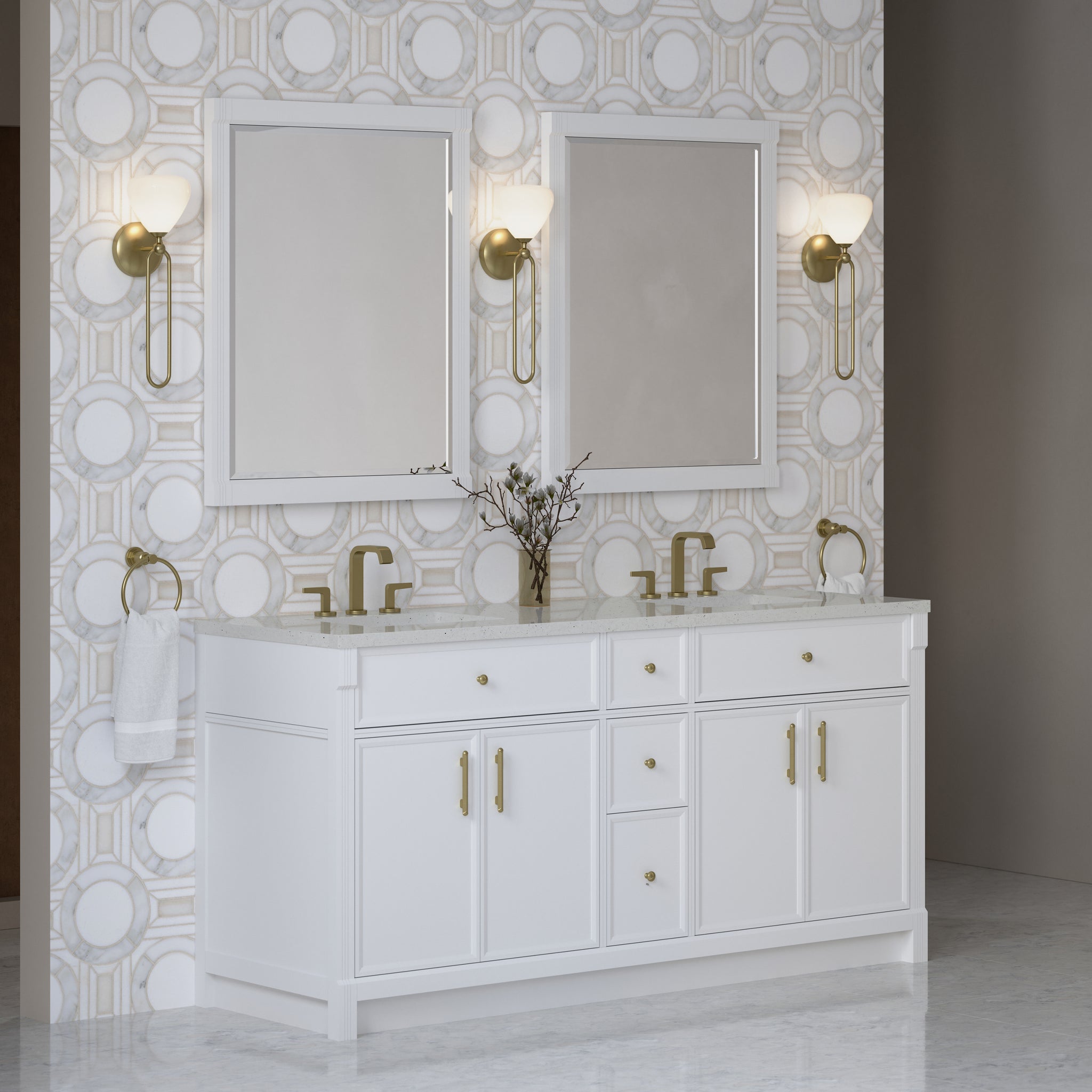 James Martin Bellshire 72" Double Bathroom Vanity, Bright White, view 29