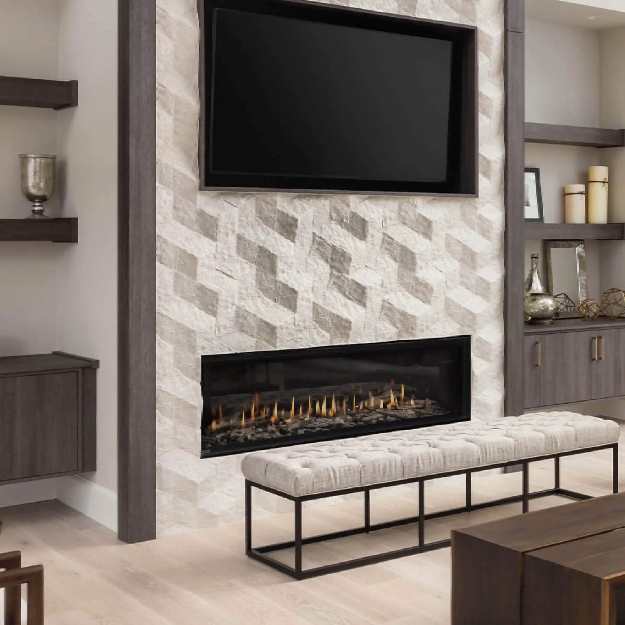 Montigo Distinction 63-Inch Single Sided Linear Direct Vent Natural Gas Fireplace [D6315NI-2] (SAK34218) by SAKSBY WHOLESALE