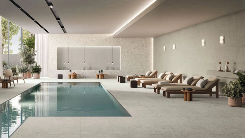 Mood Ash Limestone Look Porcelain Tiles 24x48 by landmarkceramics