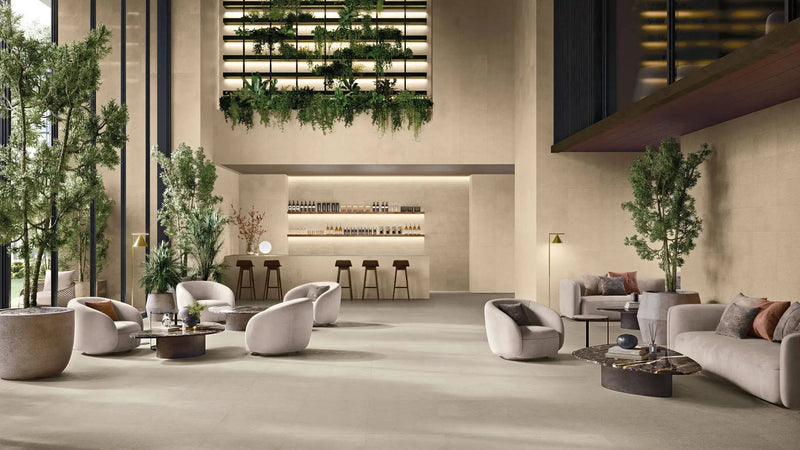 Mood Greige Limestone Look Porcelain Tiles 24x48 by landmarkceramics