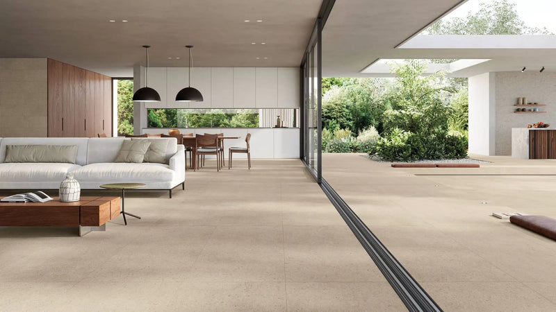 Frontier20 Sand Limestone Look Porcelain Pavers 24x48 by landmarkceramics
