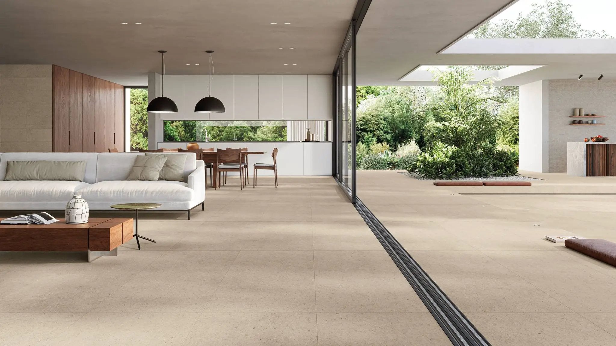 Mood Sand Limestone Look Porcelain Tiles 24x48 by landmarkceramics