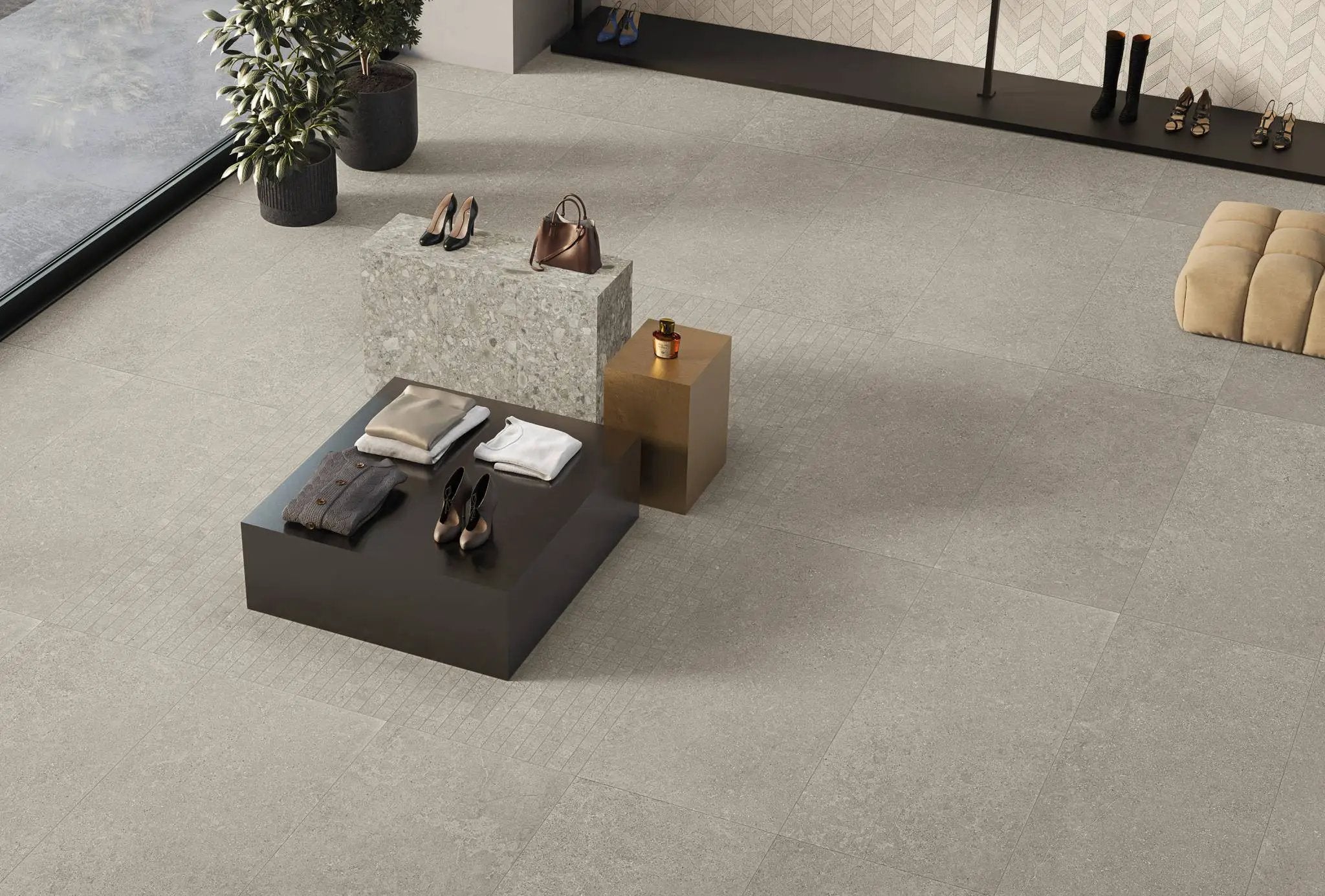 Mood Taupe Limestone Look Porcelain Tiles 24x48 by landmarkceramics