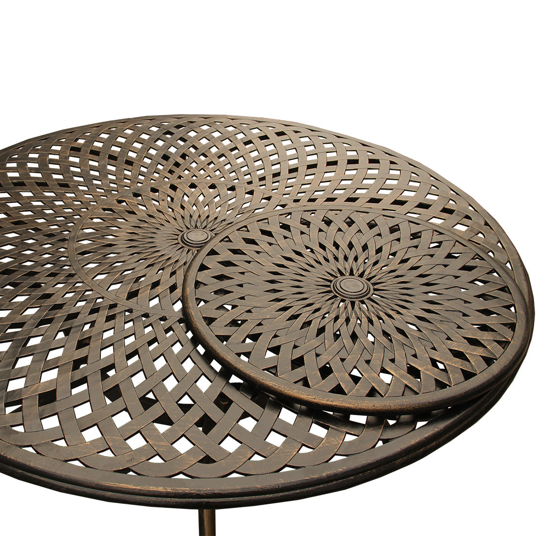 Outdoor Aluminum 7pc Round Patio Dining Set, Lazy Susan, Six Chairs by Sharicks