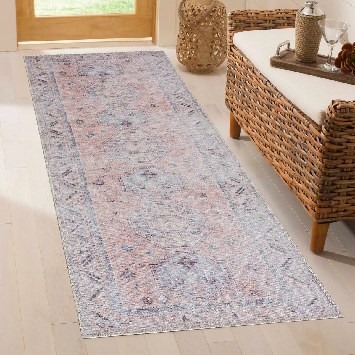 Morcott Peach Washable Area Rug, installed in a room 2