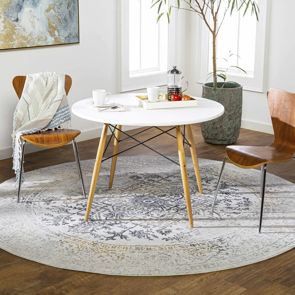 Morriston Faux Silk Rug, installed in a room 2