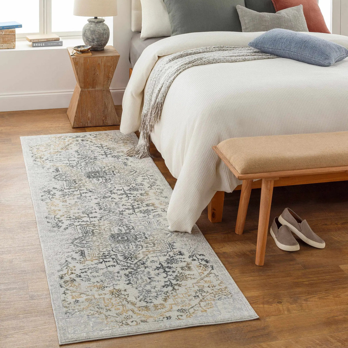 Morriston Faux Silk Rug, installed in a room 3