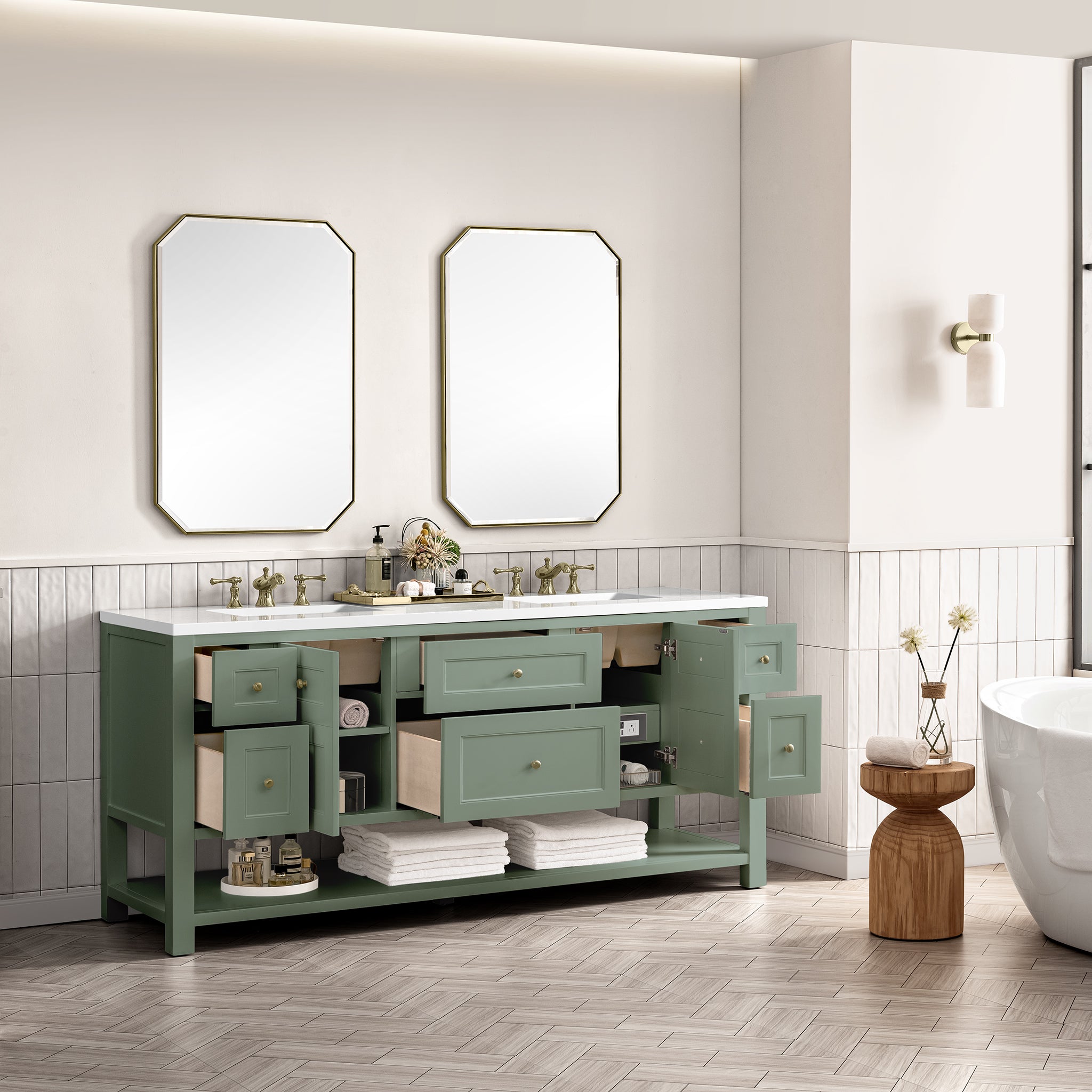 James Martin Breckenridge 72" Double Bathroom Vanity, Smokey Celadon, view 26